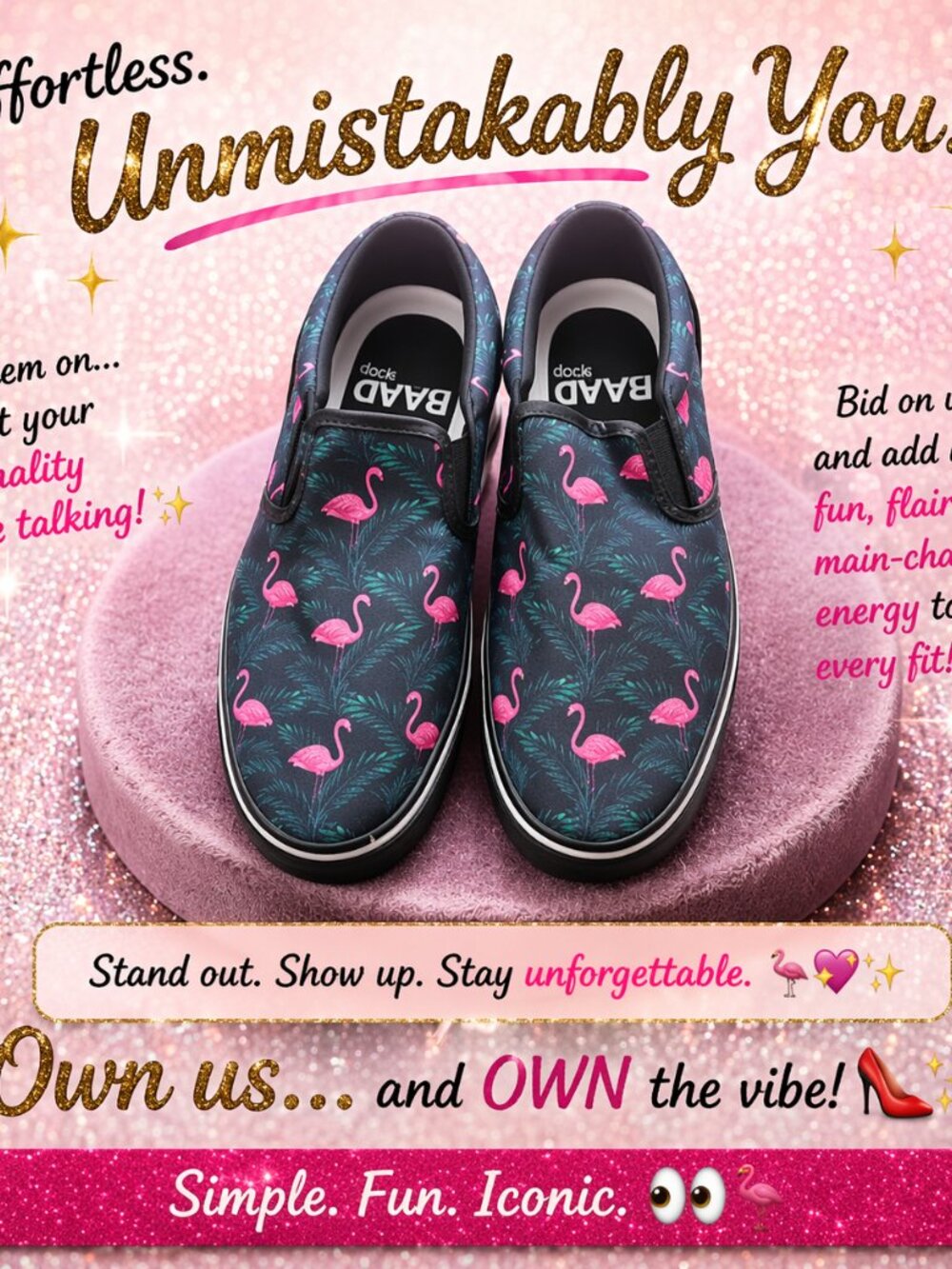 NWOT RAAD Shop Flamingo Slip-Ons